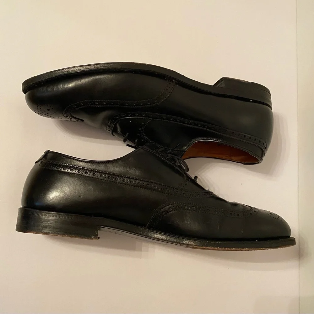 ALDEN MENS SHOES OXFORD LACE UP BLACK LEATHER SIZE 10.5 2E WIDE USA With Duster
